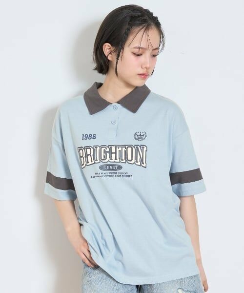 Lovetoxic / ラブトキシック ポロシャツ | 【7days】【接触冷感/ひんやり】ルーズポロシャツ（サックス）