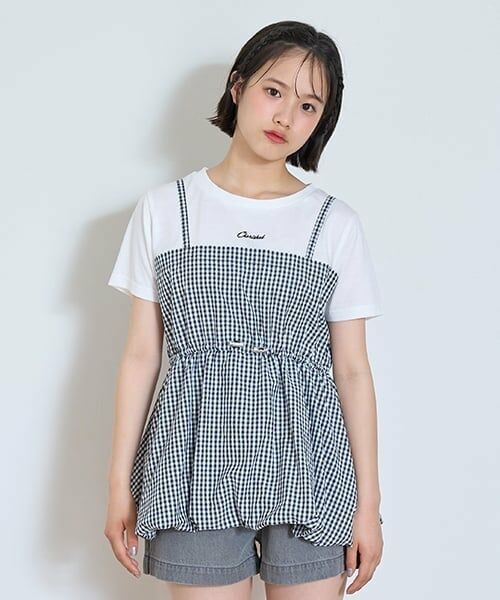 Lovetoxic / ラブトキシック Tシャツ | 【7days】バルーンキャミドッキングTシャツ（黒）