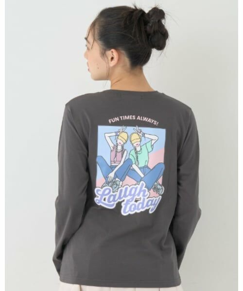 Lovetoxic / ラブトキシック Tシャツ | 【7days】バックガールロンT（チャコール）