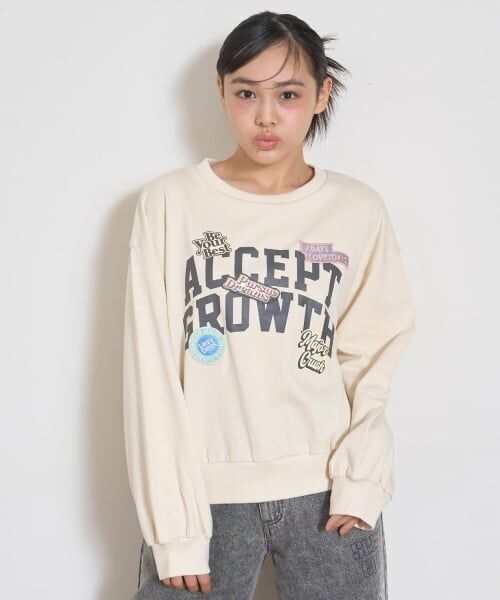 Lovetoxic / ラブトキシック スウェット | 【7days】ロゴワッペントレーナー（アイボリー）