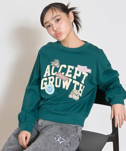 Lovetoxic / ラブトキシック スウェット | 【7days】ロゴワッペントレーナー（モス グリーン）