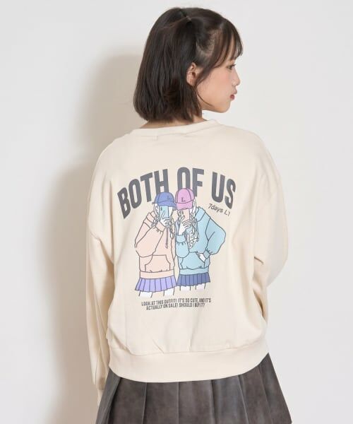 Lovetoxic / ラブトキシック スウェット | 【7days】バックガールイラストトレーナー（アイボリー）