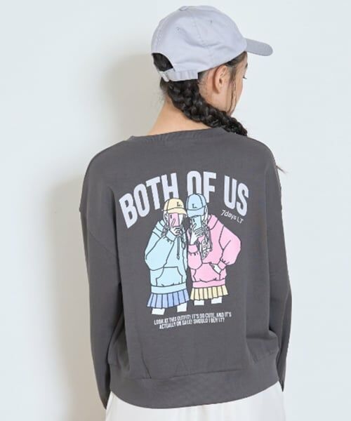 Lovetoxic / ラブトキシック スウェット | 【7days】バックガールイラストトレーナー（チャコール）