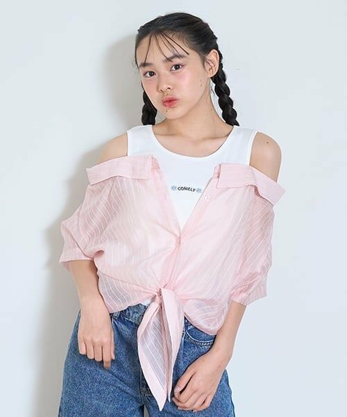 Lovetoxic / ラブトキシック シャツ・ブラウス | 【7days】レイヤードドッキングシャツ（ピンク）
