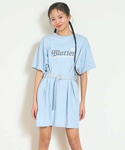 Lovetoxic / ラブトキシック ミニ丈・ひざ丈ワンピース | 【7days】【GOODPRICE/接触冷感/ひんやり】Tワンピース（サックス）