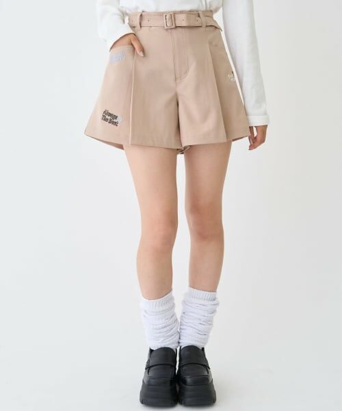 Lovetoxic / ラブトキシック ショート・ハーフ・半端丈パンツ | 【7days】ベルトつきキュロットパンツ（ベージュ）