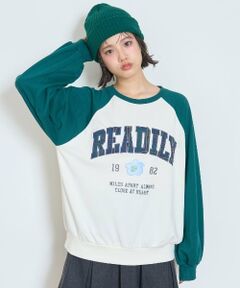 【7days】ラグランチェックロゴトレーナー