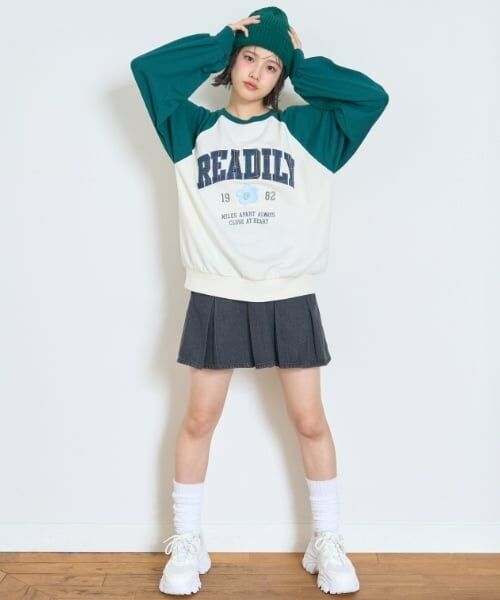 Lovetoxic / ラブトキシック スウェット | 【7days】ラグランチェックロゴトレーナー | 詳細1