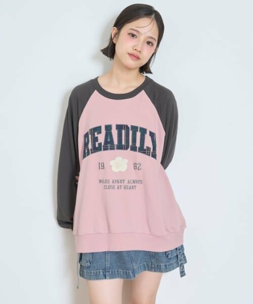 Lovetoxic / ラブトキシック スウェット | 【7days】ラグランチェックロゴトレーナー | 詳細3