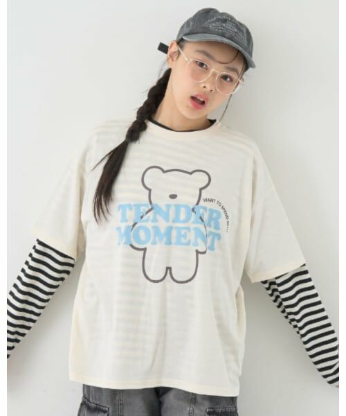 Lovetoxic / ラブトキシック Tシャツ | 【7days】【吸水速乾／さらさら】ルーズ半袖T+ロンTセット（アイボリー）