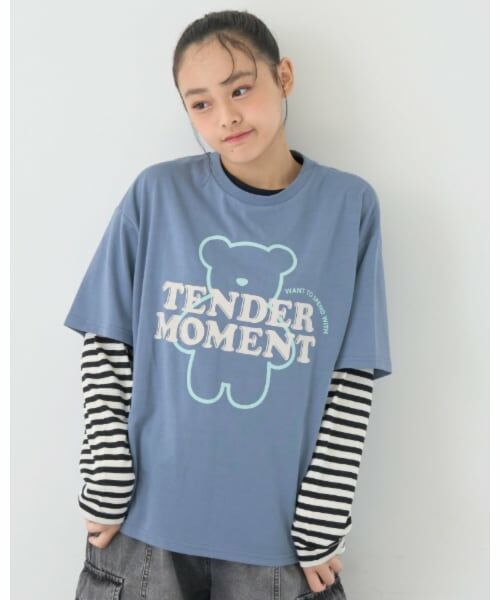 Lovetoxic / ラブトキシック Tシャツ | 【7days】【吸水速乾／さらさら】ルーズ半袖T+ロンTセット（ブルー）