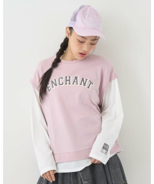 Lovetoxic / ラブトキシック Tシャツ | 【7days】【吸水速乾／さらさら】ベストレイヤード長袖Tシャツ（ピンク）