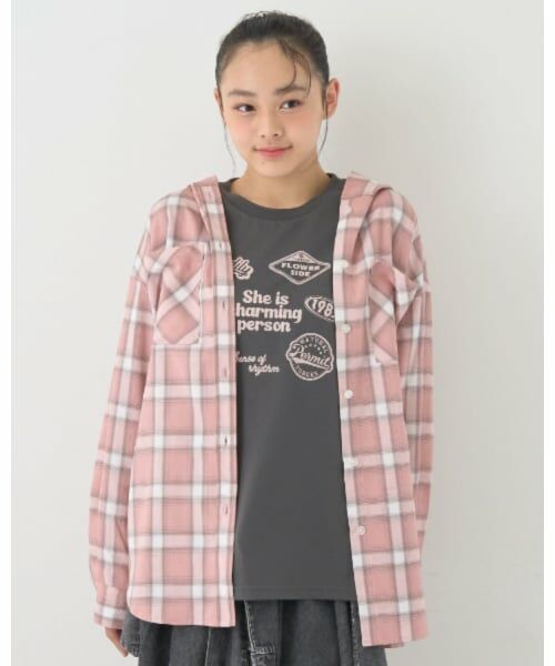 Lovetoxic / ラブトキシック パーカー | 【7days】【吸水速乾】チェックシャツパーカー+速乾ロンTセット（ピンク）