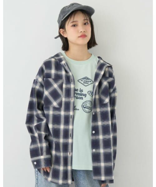 Lovetoxic / ラブトキシック パーカー | 【7days】【吸水速乾】チェックシャツパーカー+速乾ロンTセット（紺）