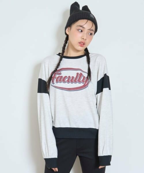 Lovetoxic / ラブトキシック スウェット | 【7days】吸水速乾袖切替トレーナー（シロ杢）