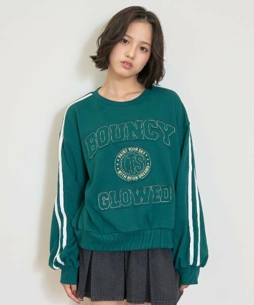 Lovetoxic / ラブトキシック スウェット | 【7days】袖ライントレーナー（モス グリーン）