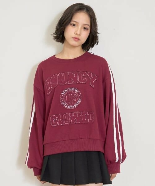 Lovetoxic / ラブトキシック スウェット | 【7days】袖ライントレーナー（エンジ）