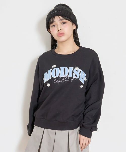 Lovetoxic / ラブトキシック スウェット | 【7days】ロゴフラワートレーナー（黒）