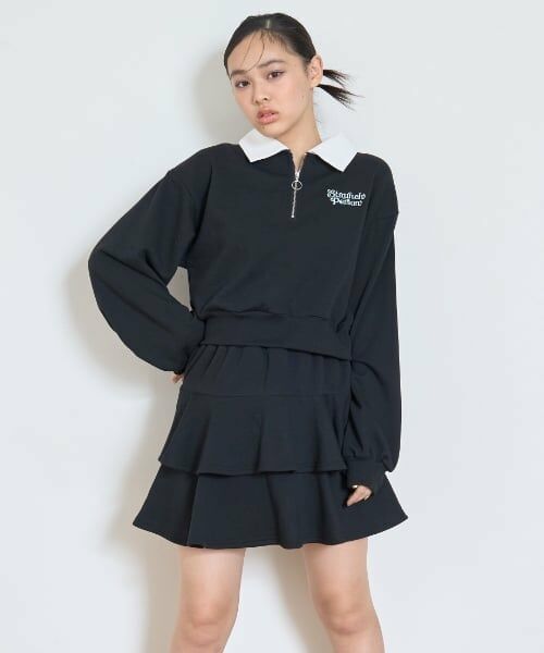 Lovetoxic / ラブトキシック スウェット | 【7days】ポロ衿ハーフジップセットアップ(黒)