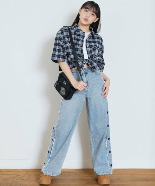 Lovetoxic / ラブトキシック その他パンツ | 【7days】脇ハート刺しゅうワイドパンツ | 詳細2