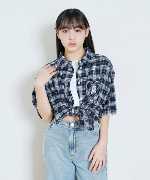 Lovetoxic / ラブトキシック シャツ・ブラウス | 【7days】チェックビック半袖シャツ（黒）