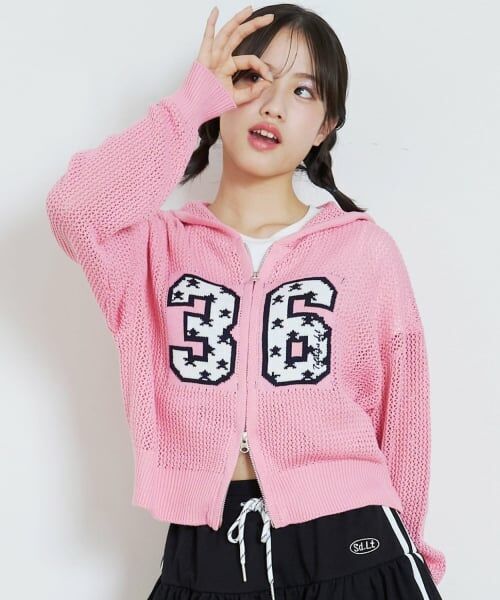 Lovetoxic / ラブトキシック パーカー | 【7days】メッシュニットパーカー（ピンク）