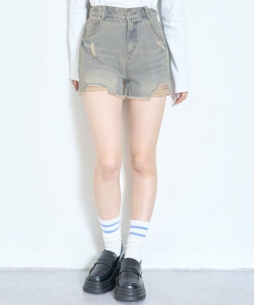 Lovetoxic / ラブトキシック ショート・ハーフ・半端丈パンツ | 【LTXC】ダメージデニムショートパンツ（ブルー）