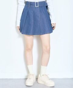 Lovetoxic / ラブトキシック ショート・ハーフ・半端丈パンツ | 【LTXC】ベルトつきデニムプリーツスカート