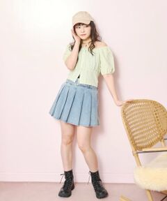 Lovetoxic / ラブトキシック ショート・ハーフ・半端丈パンツ | 【LTXC】ベルトつきデニムプリーツスカート