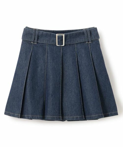 Lovetoxic / ラブトキシック ショート・ハーフ・半端丈パンツ | 【LTXC】ベルトつきデニムプリーツスカート（紺）