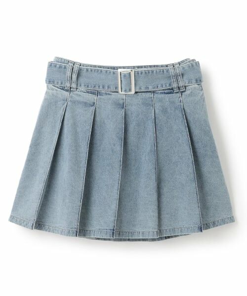 Lovetoxic / ラブトキシック ショート・ハーフ・半端丈パンツ | 【LTXC】ベルトつきデニムプリーツスカート（ブルー）