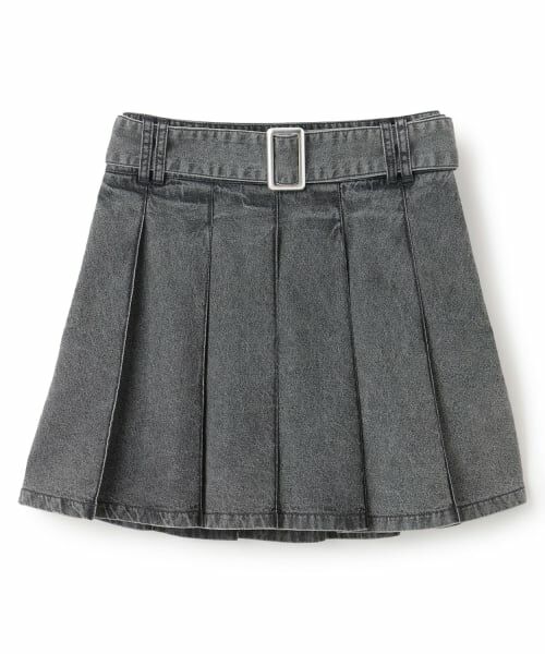 Lovetoxic / ラブトキシック ショート・ハーフ・半端丈パンツ | 【LTXC】ベルトつきデニムプリーツスカート（グレー）