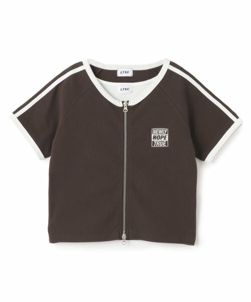 Lovetoxic / ラブトキシック Tシャツ | 【LTXC/抗菌防臭】タンクつきラインジップ半袖（茶）