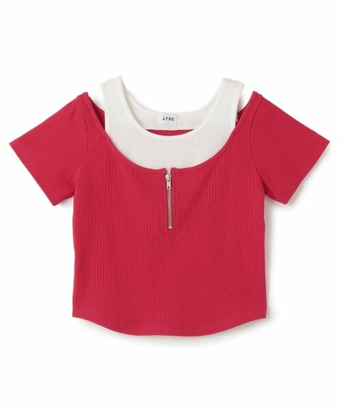 Lovetoxic / ラブトキシック Tシャツ | 【LTXC/抗菌防臭】オフショルレイヤードテレコT（赤）