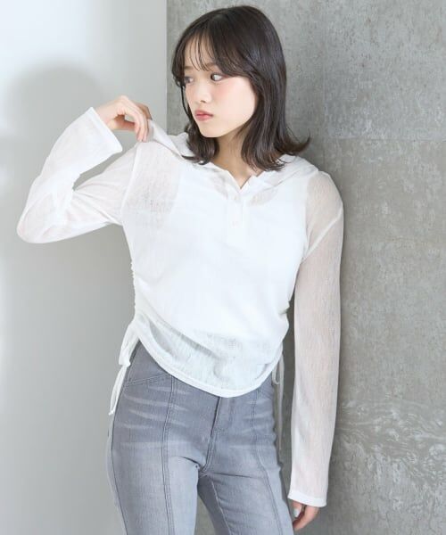 Lovetoxic / ラブトキシック Tシャツ | 【LTXC】インナーつきシアーヘンリーフードニットカットソー | 詳細1