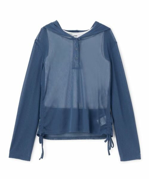 Lovetoxic / ラブトキシック Tシャツ | 【LTXC】インナーつきシアーヘンリーフードニットカットソー(紺)