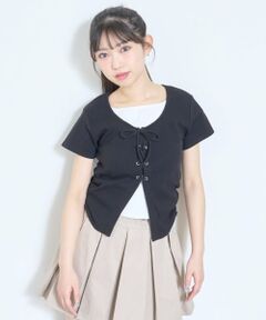 Lovetoxic / ラブトキシック Tシャツ | レースアップテレコ半袖T