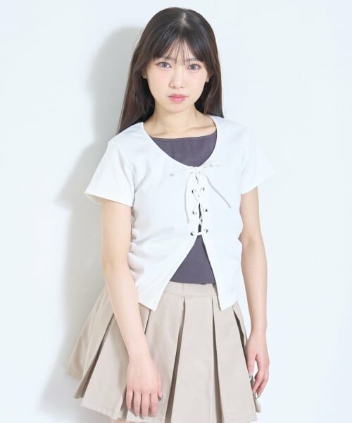 Lovetoxic / ラブトキシック Tシャツ | レースアップテレコ半袖T | 詳細1