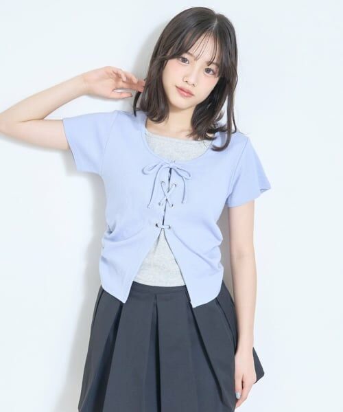 Lovetoxic / ラブトキシック Tシャツ | レースアップテレコ半袖T | 詳細2