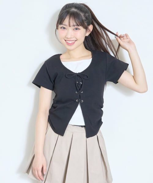 Lovetoxic / ラブトキシック Tシャツ | レースアップテレコ半袖T | 詳細3