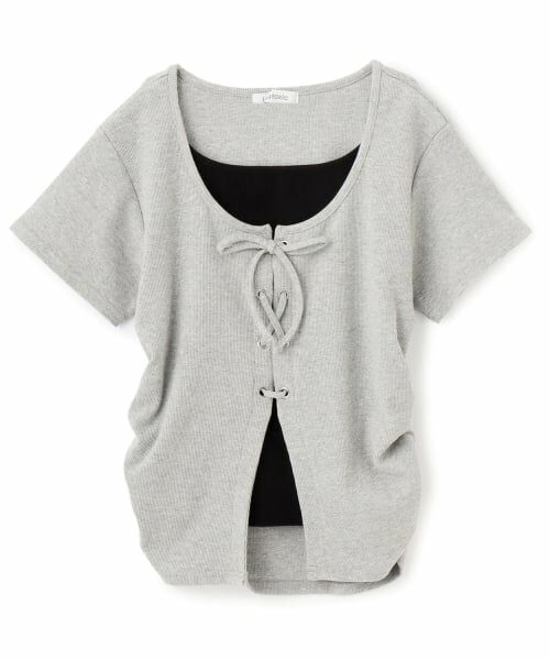 Lovetoxic / ラブトキシック Tシャツ | レースアップテレコ半袖T（トップ グレー）