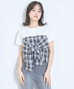 Lovetoxic / ラブトキシック Tシャツ | サマ見えベアスリーブチェックドッキング半袖T