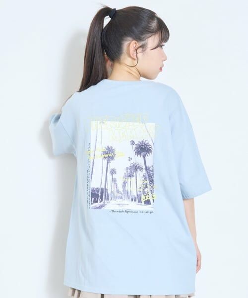 Lovetoxic / ラブトキシック Tシャツ | 【綿100%】バックフォトルーズ半袖T（サックス）