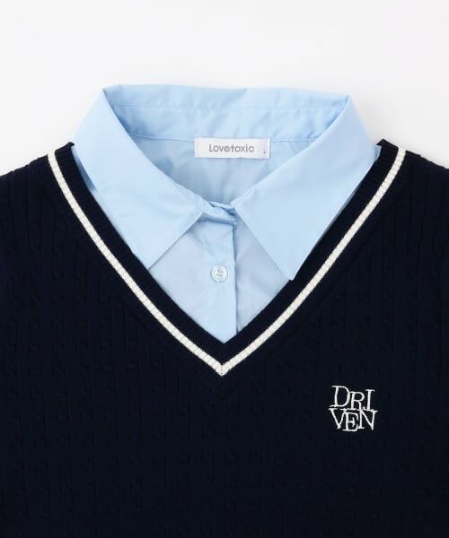 Lovetoxic / ラブトキシック ニット・セーター | 【洗える】フェイクレイヤード半袖ニットシャツ | 詳細10