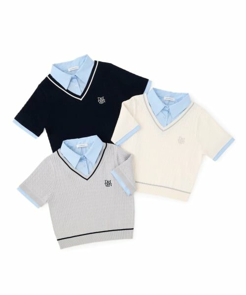 Lovetoxic / ラブトキシック ニット・セーター | 【洗える】フェイクレイヤード半袖ニットシャツ | 詳細6