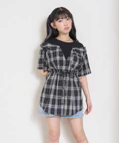 Lovetoxic / ラブトキシック ミニ丈・ひざ丈ワンピース | シャツドッキングプルチュニックワンピ