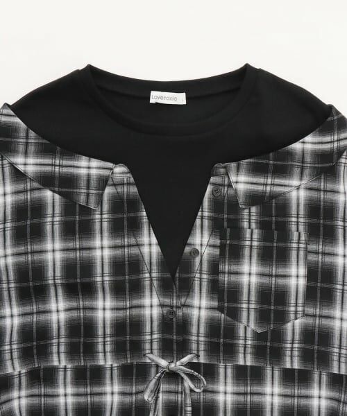 Lovetoxic / ラブトキシック ミニ丈・ひざ丈ワンピース | シャツドッキングプルチュニックワンピ | 詳細10