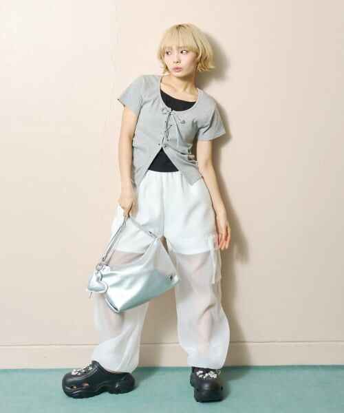 Lovetoxic / ラブトキシック ショルダーバッグ | チャームつき合皮ショルダー（シルバー）