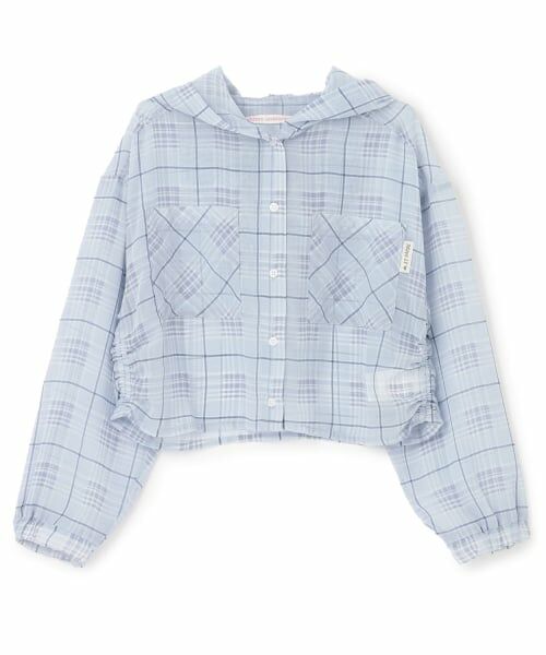 Lovetoxic / ラブトキシック パーカー | 【7days】シアーチェックシャツパーカー（サックス）