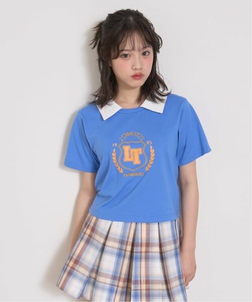 Lovetoxic / ラブトキシック Tシャツ | 【7days】衿つきクロップTシャツ(ブルー)